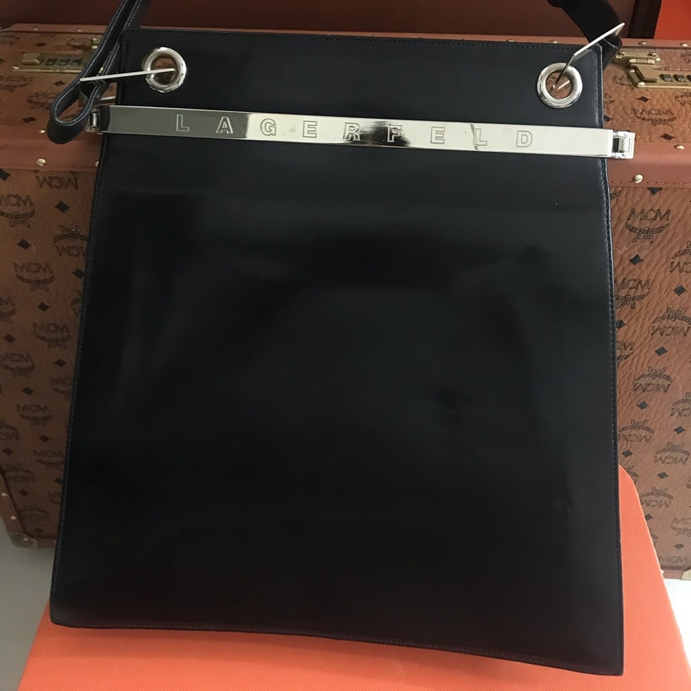 1980s Modernist Karl Lagerfeld Structured handbag
